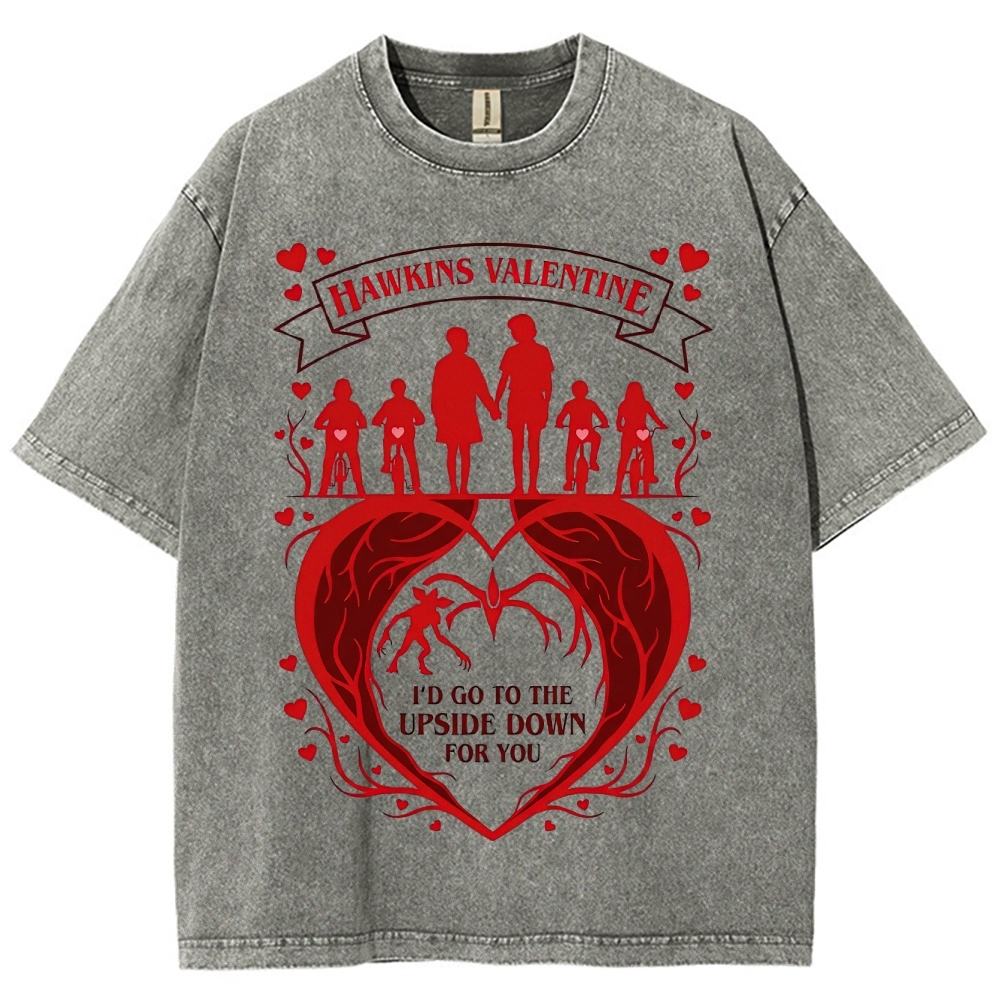 Hawkins Valentine Upside Down Love Washed T-Shirt