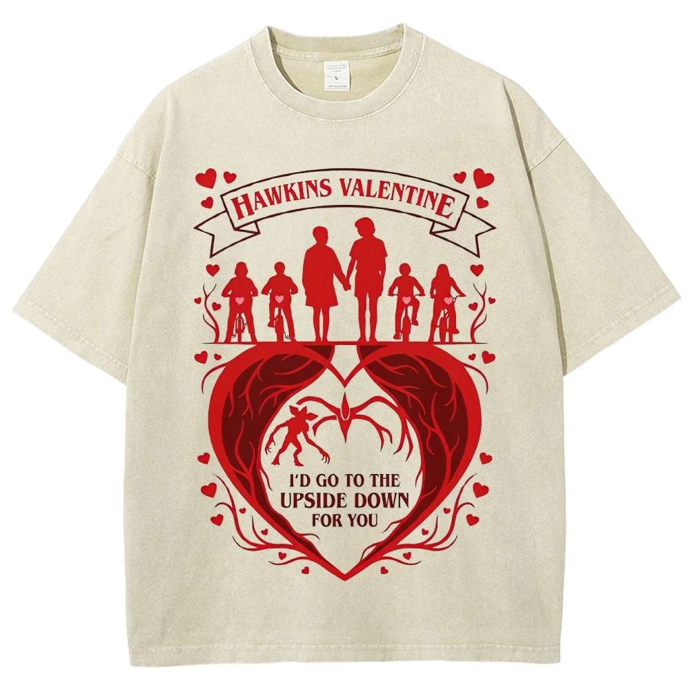 Hawkins Valentine Upside Down Love Washed T-Shirt