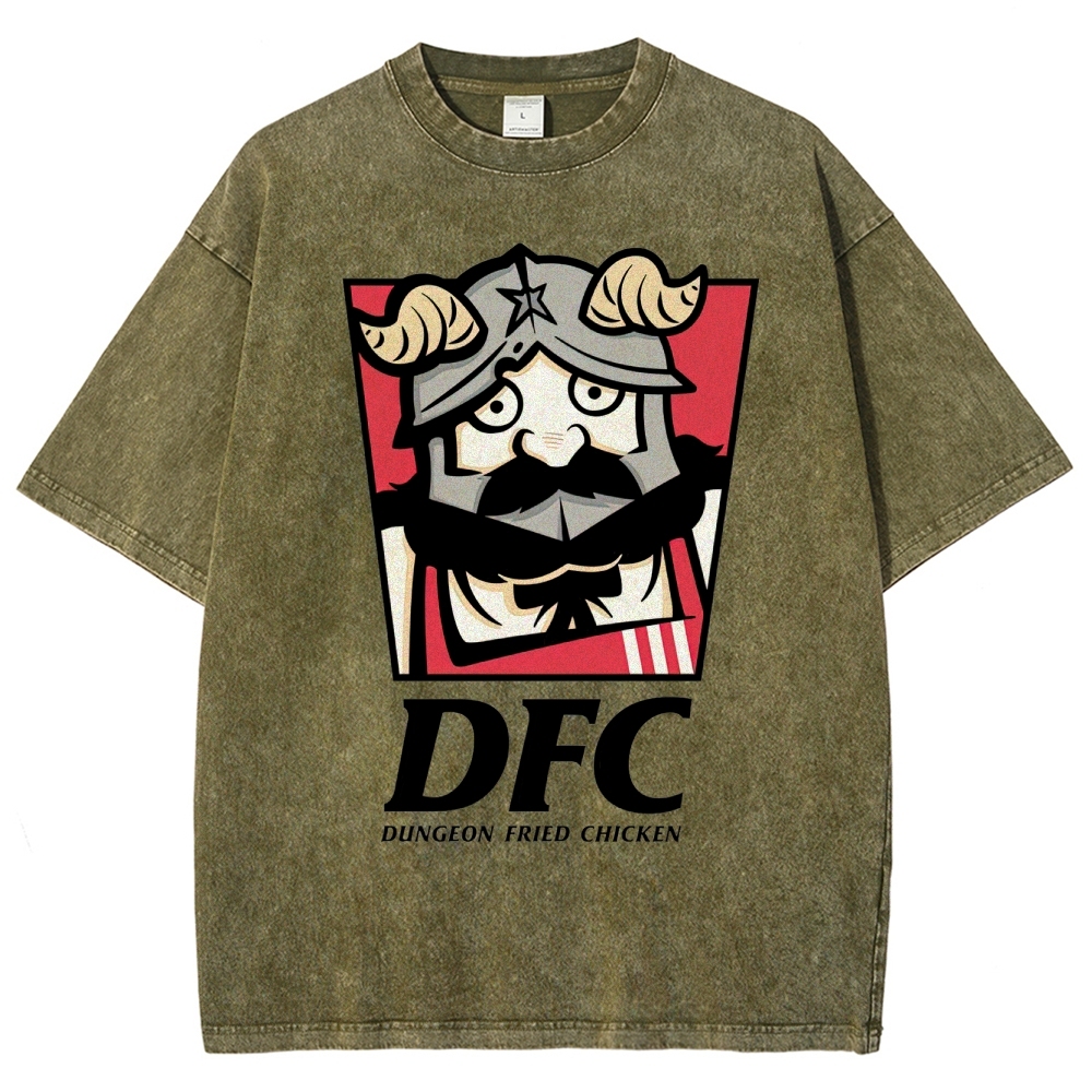 DFC Dungeon Fried Chicken Retro Parody Washed T-Shirt