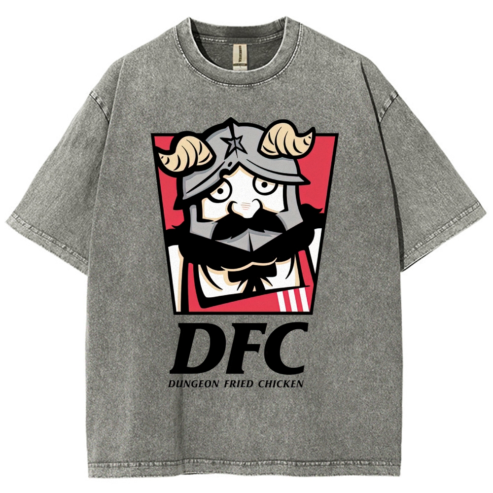 DFC Dungeon Fried Chicken Retro Parody Washed T-Shirt