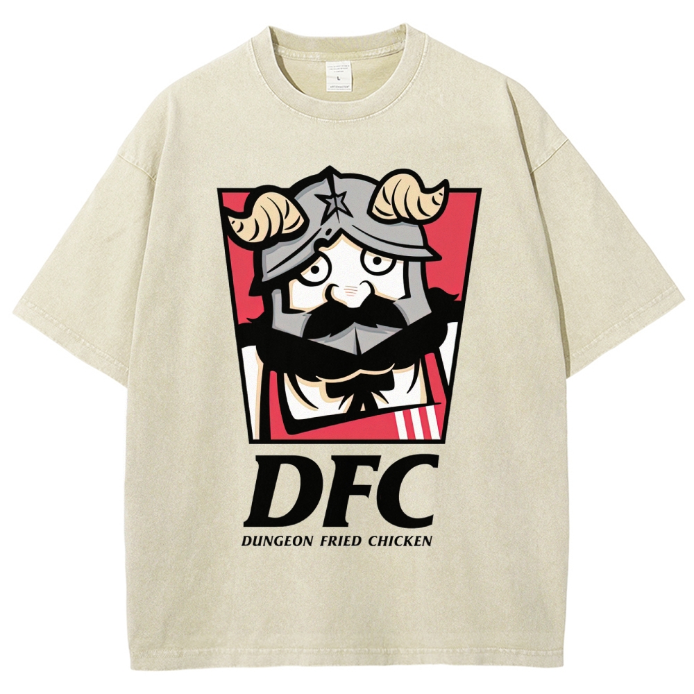 DFC Dungeon Fried Chicken Retro Parody Washed T-Shirt