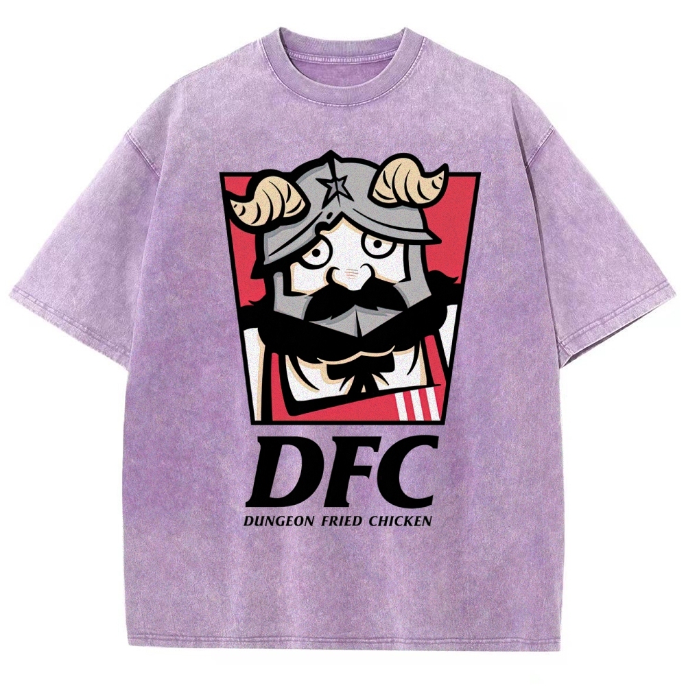 DFC Dungeon Fried Chicken Retro Parody Washed T-Shirt