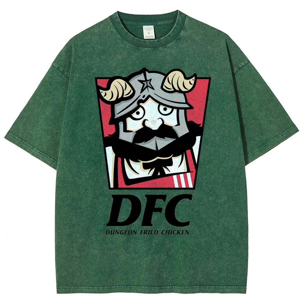 DFC Dungeon Fried Chicken Retro Parody Washed T-Shirt