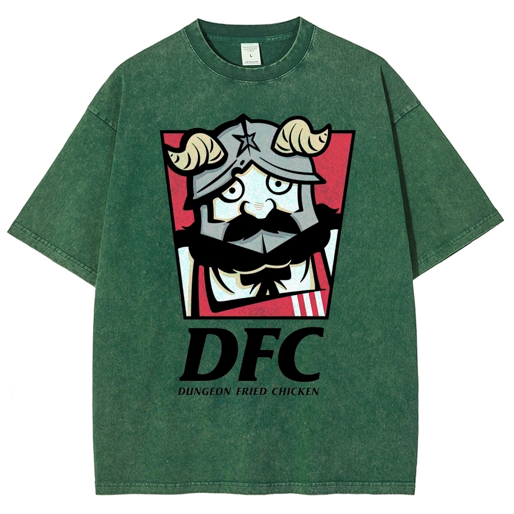 DFC Dungeon Fried Chicken Retro Parody Washed T-Shirt