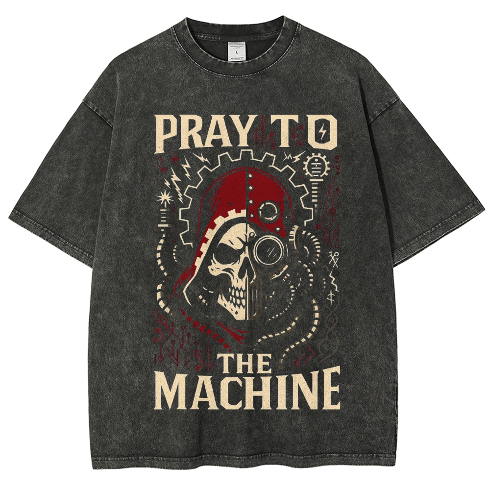 Pray to the Machine Tech-Priest Retro Washed T-Shirt