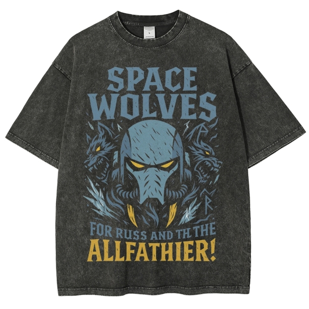 Space Wolves For Russ and the Allfather Retro Washed T-Shirt