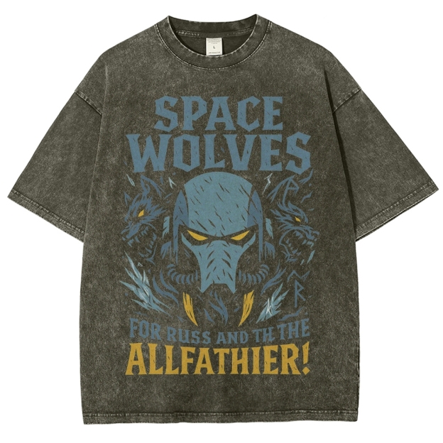 Space Wolves For Russ and the Allfather Retro Washed T-Shirt