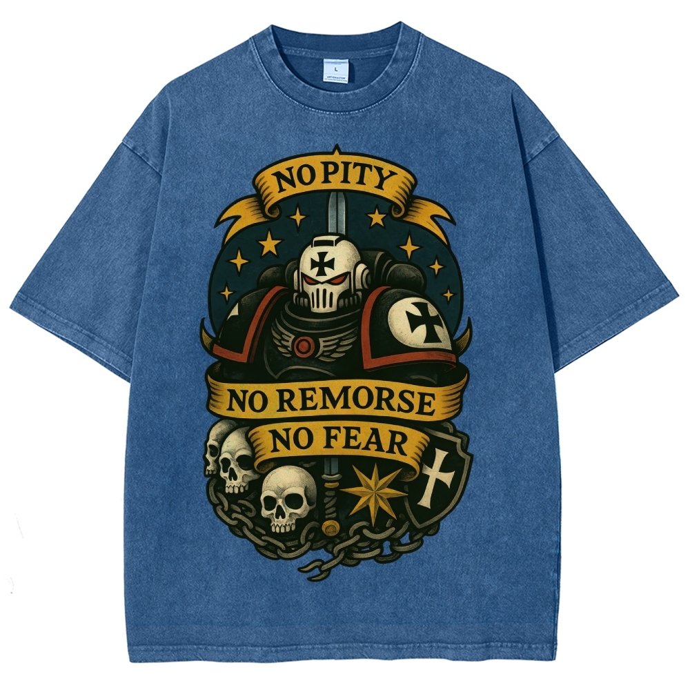 No Pity No Remorse No Fear Black Templars Retro Washed T-Shirt