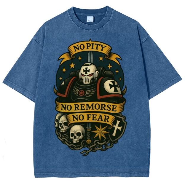 No Pity No Remorse No Fear Black Templars Retro Washed T-Shirt