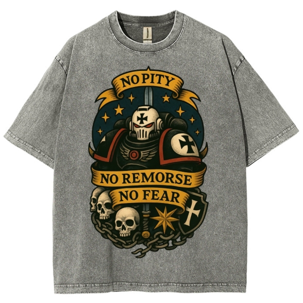 No Pity No Remorse No Fear Black Templars Retro Washed T-Shirt