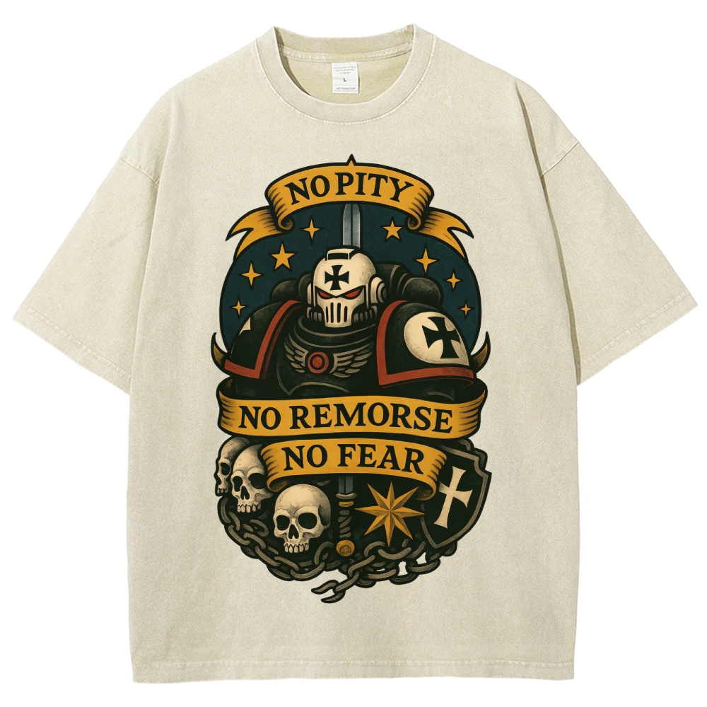 No Pity No Remorse No Fear Black Templars Retro Washed T-Shirt