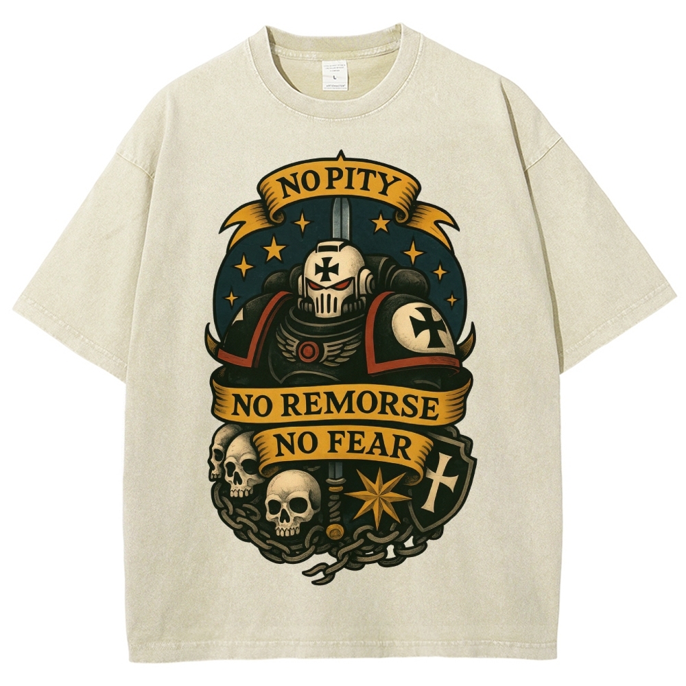No Pity No Remorse No Fear Black Templars Retro Washed T-Shirt