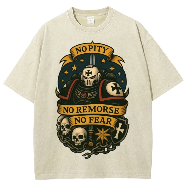 No Pity No Remorse No Fear Black Templars Retro Washed T-Shirt