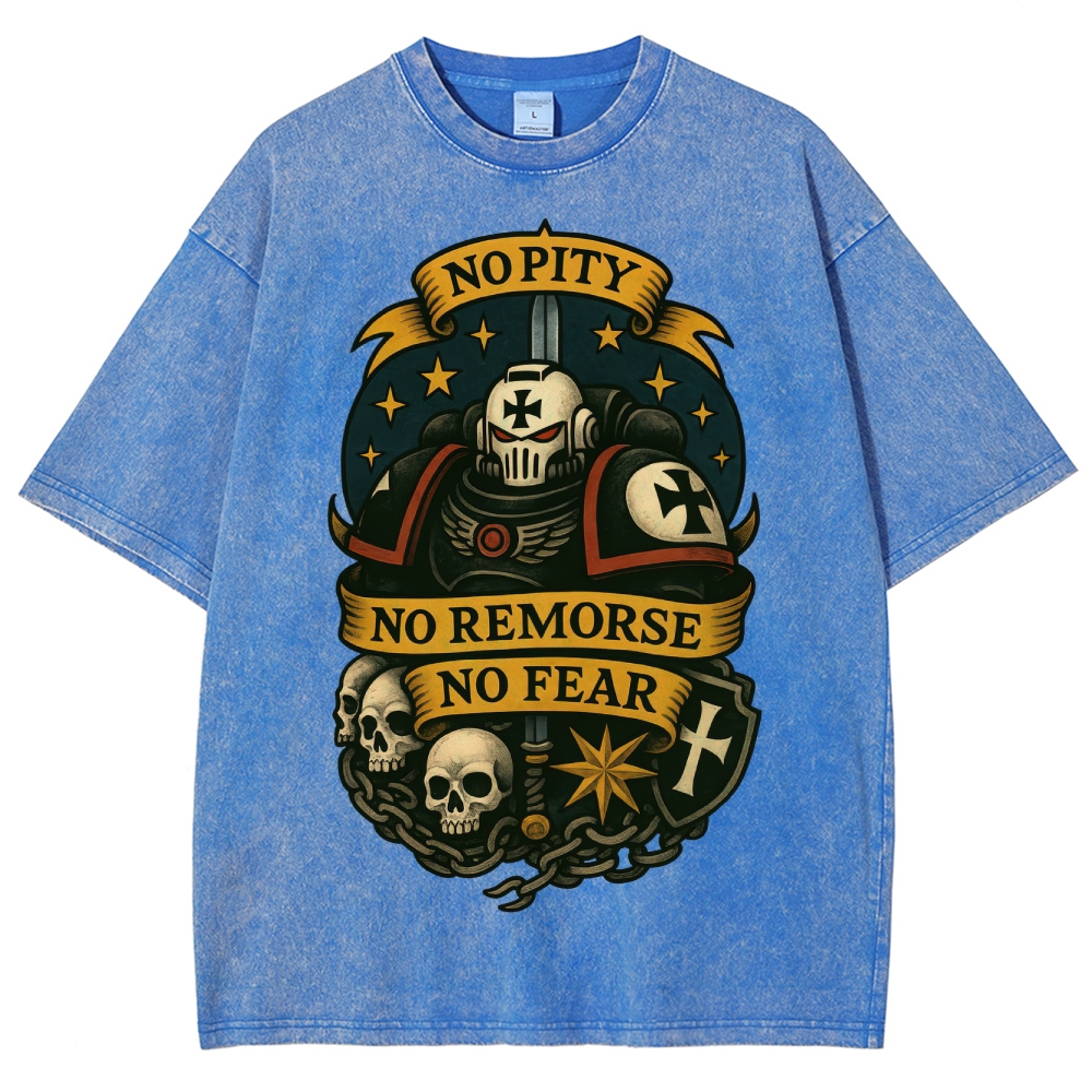No Pity No Remorse No Fear Black Templars Retro Washed T-Shirt