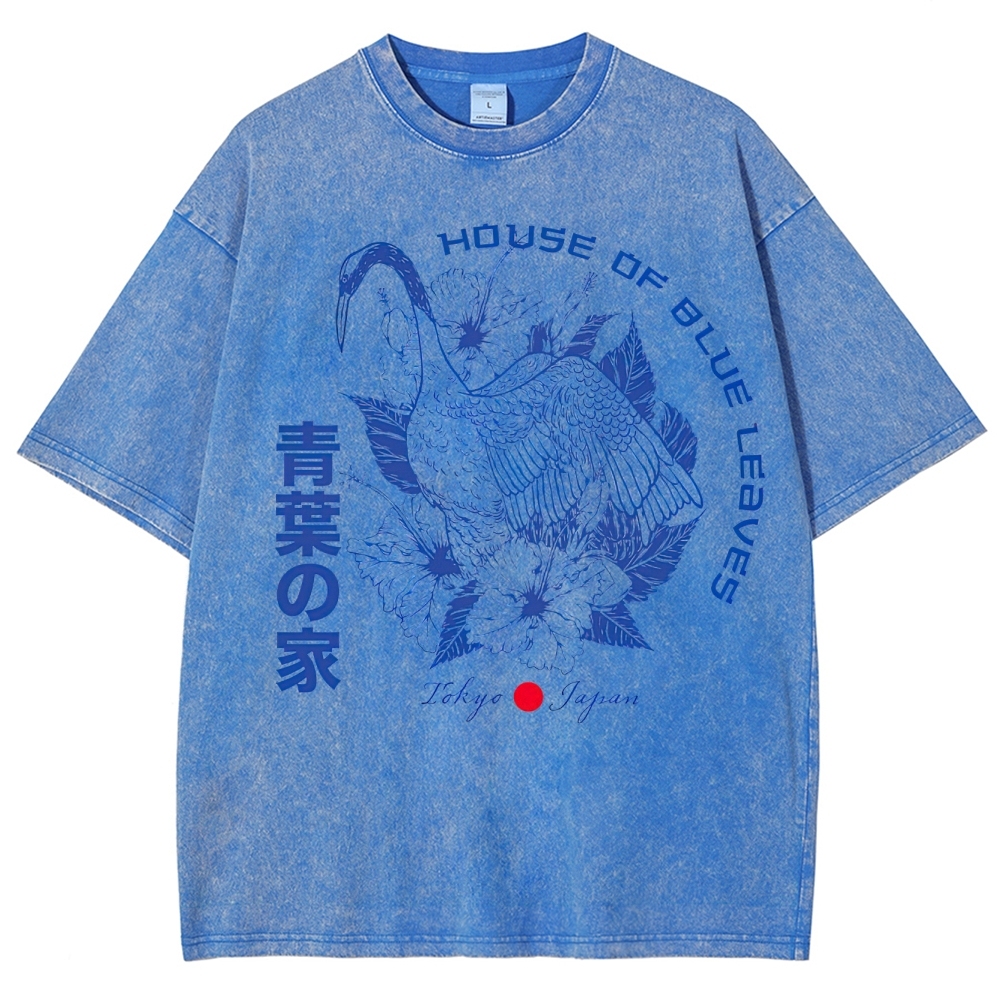 House of Blue Leaves Tokyo Crane Retro Washed T-Shirt