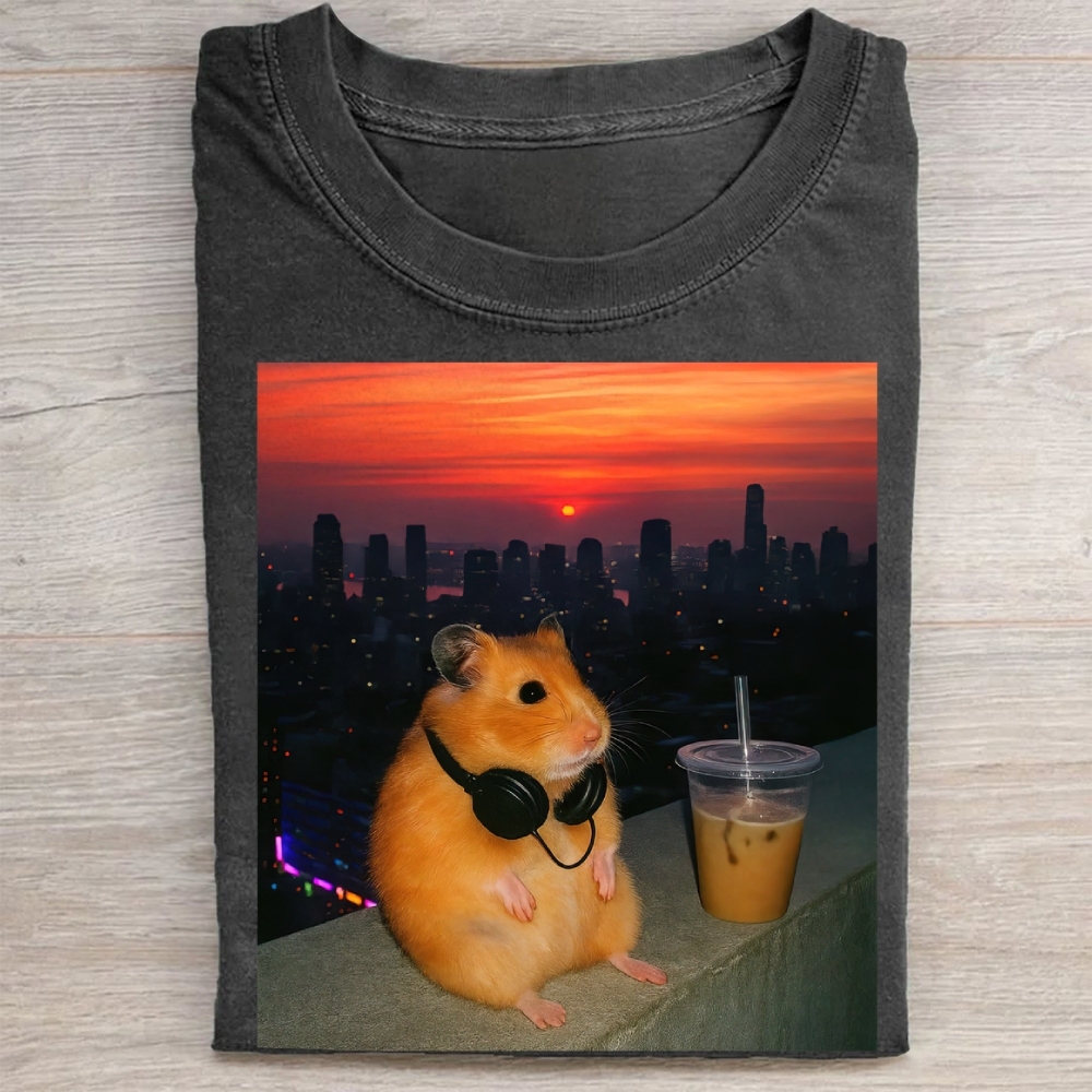 Vintage City Sunset Hamster Washed Tee 