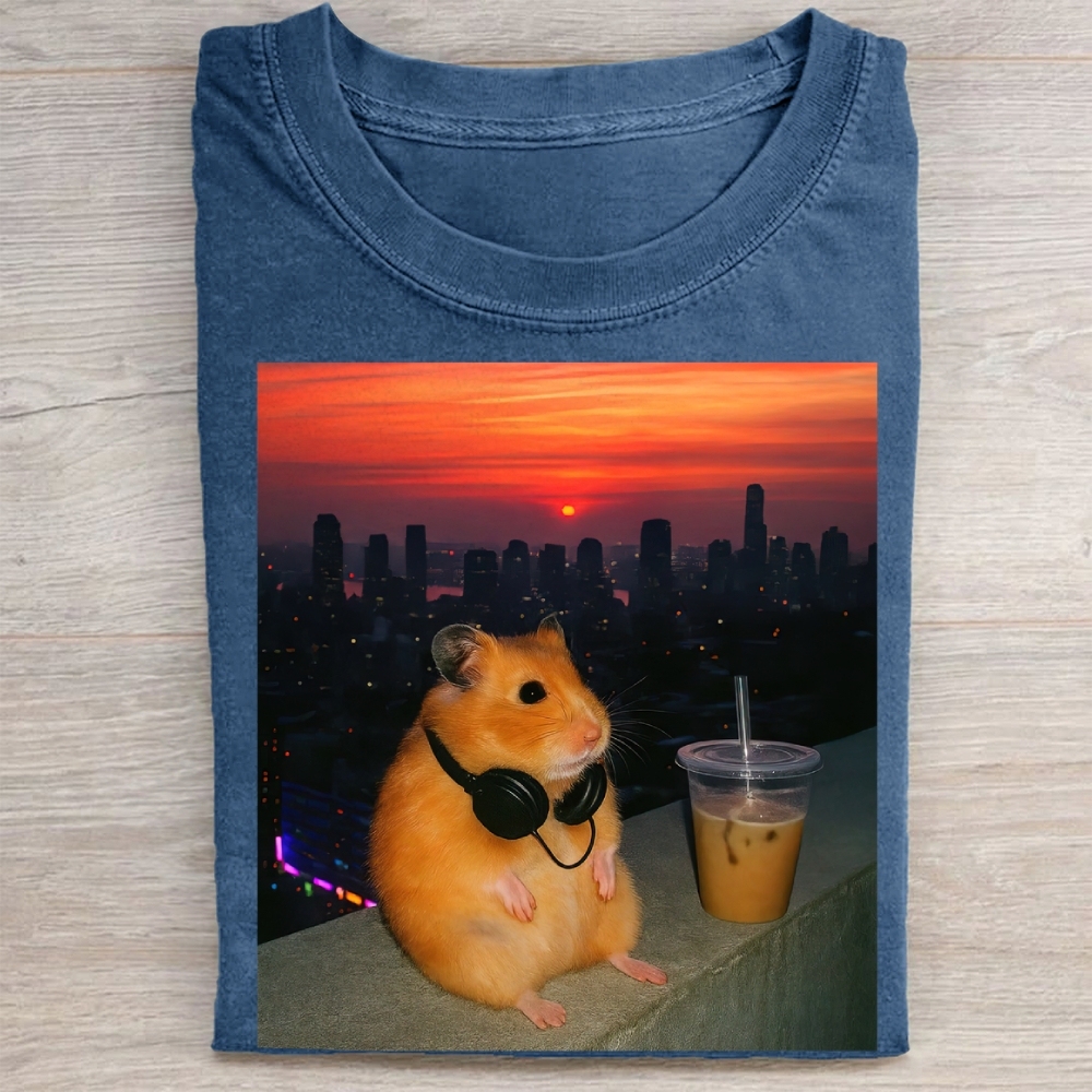  Vintage City Sunset Hamster Washed Tee 