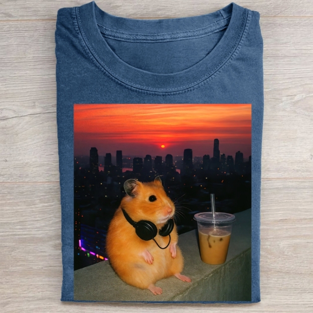  Vintage City Sunset Hamster Washed Tee 
