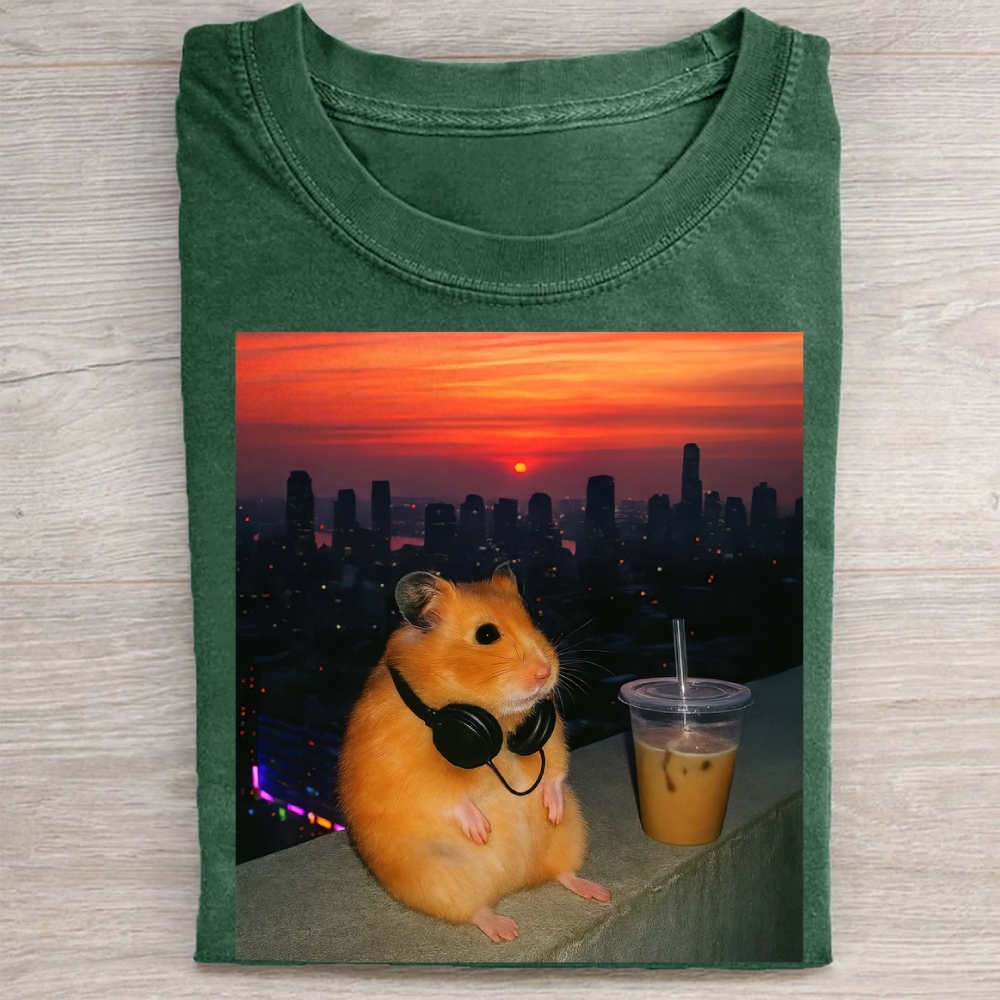  Vintage City Sunset Hamster Washed Tee 