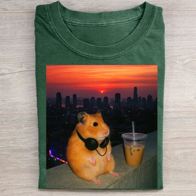  Vintage City Sunset Hamster Washed Tee 