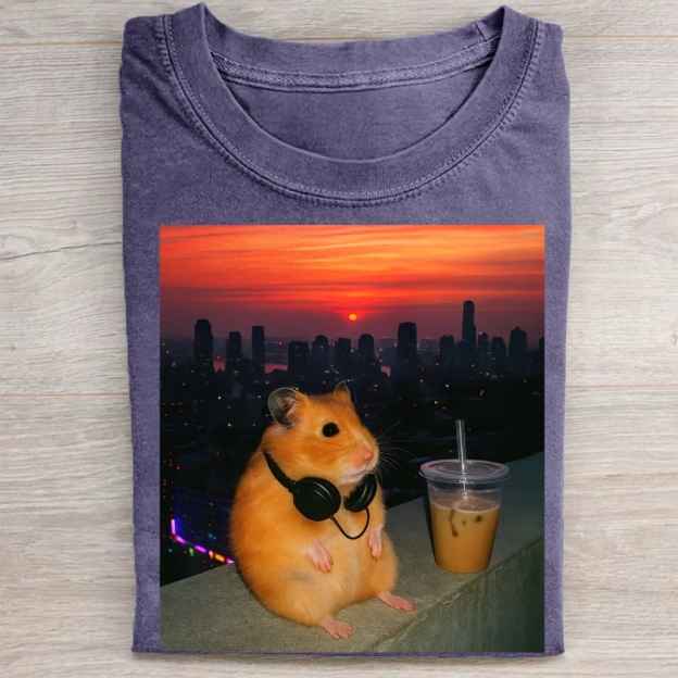  Vintage City Sunset Hamster Washed Tee 