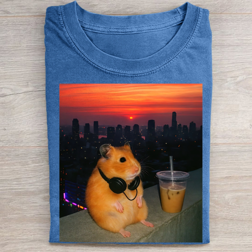  Vintage City Sunset Hamster Washed Tee 