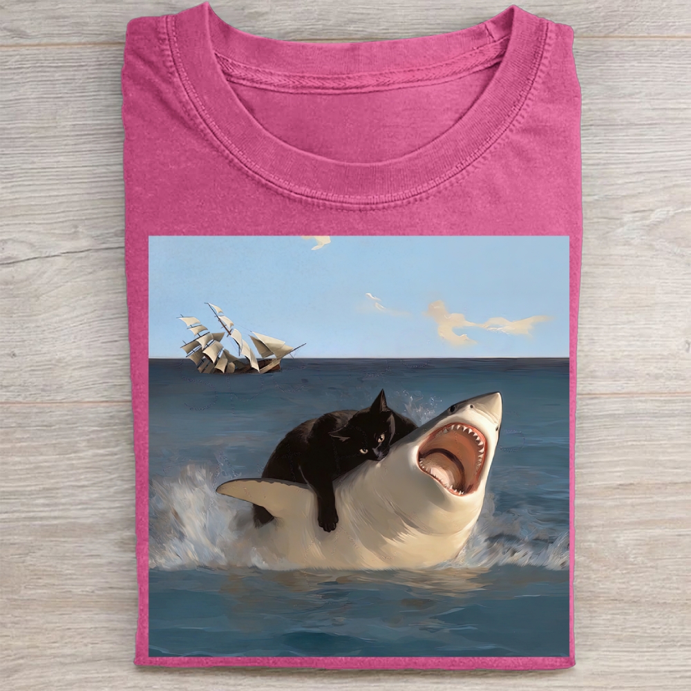 Vintage Fat Cat vs. Shark Washed Tee 