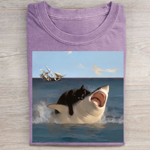 Vintage Fat Cat vs. Shark Washed Tee 