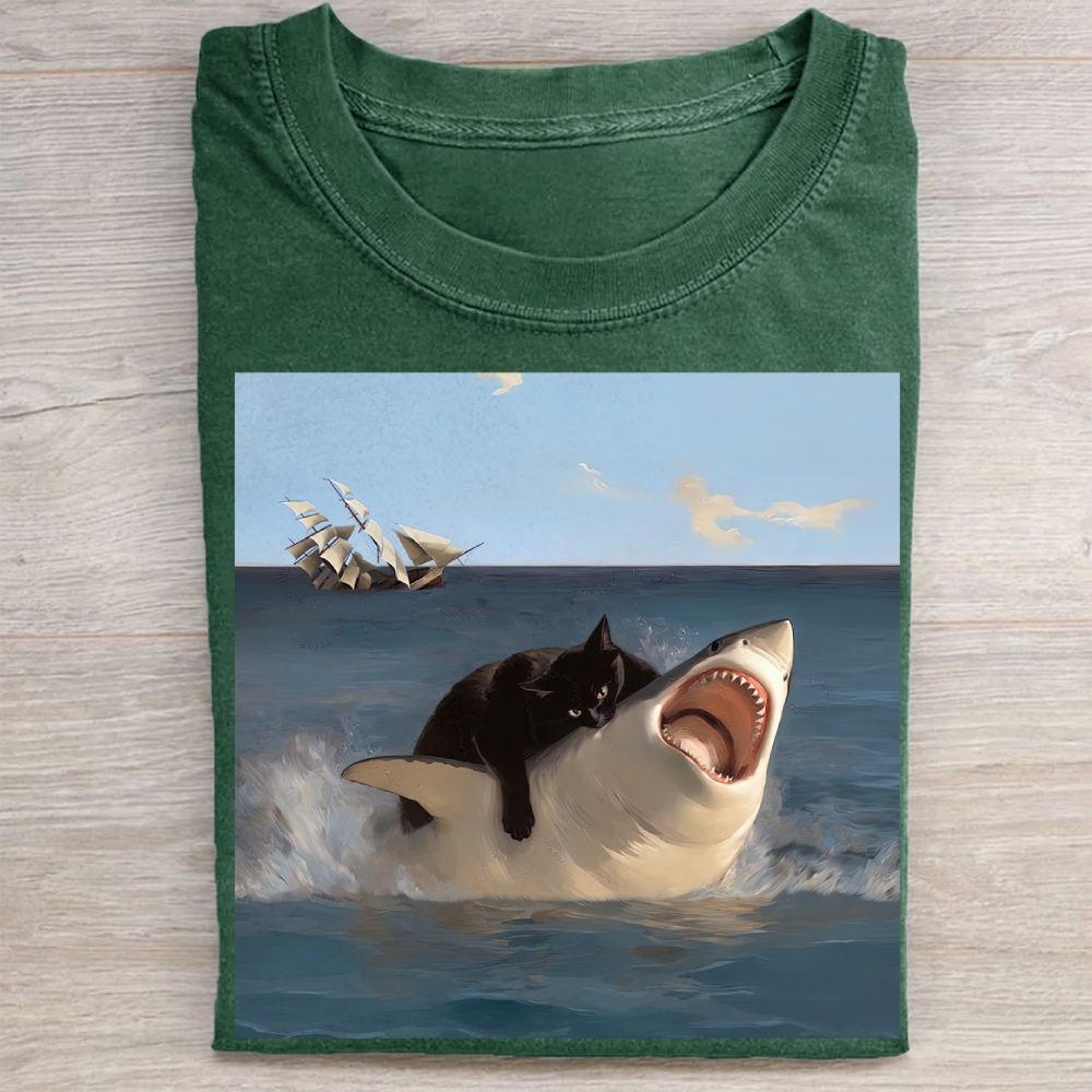Vintage Fat Cat vs. Shark Washed Tee 