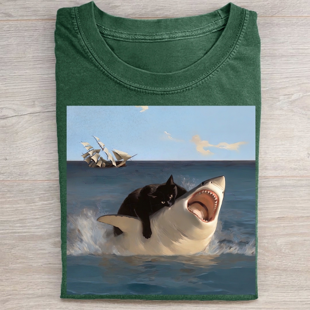 Vintage Fat Cat vs. Shark Washed Tee