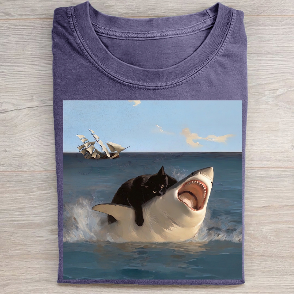 Vintage Fat Cat vs. Shark Washed Tee 