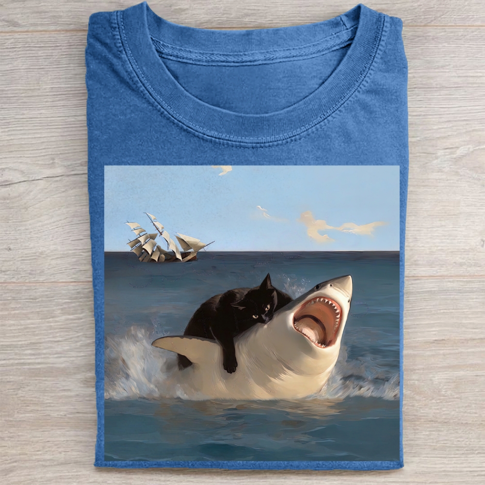 Vintage Fat Cat vs. Shark Washed Tee 