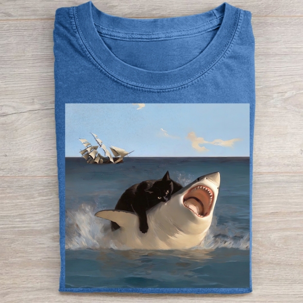 Vintage Fat Cat vs. Shark Washed Tee 