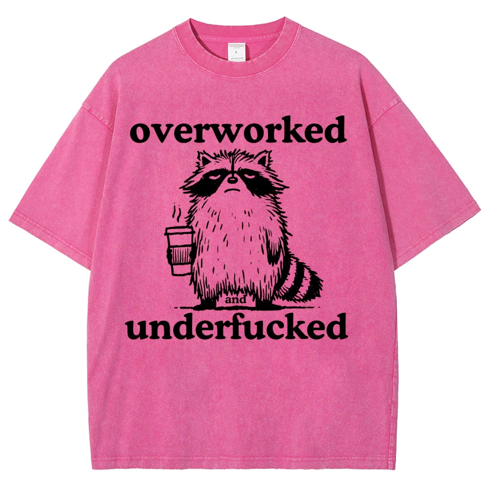 Overworked Raccoon Coffee  Washed T-Shirt 
