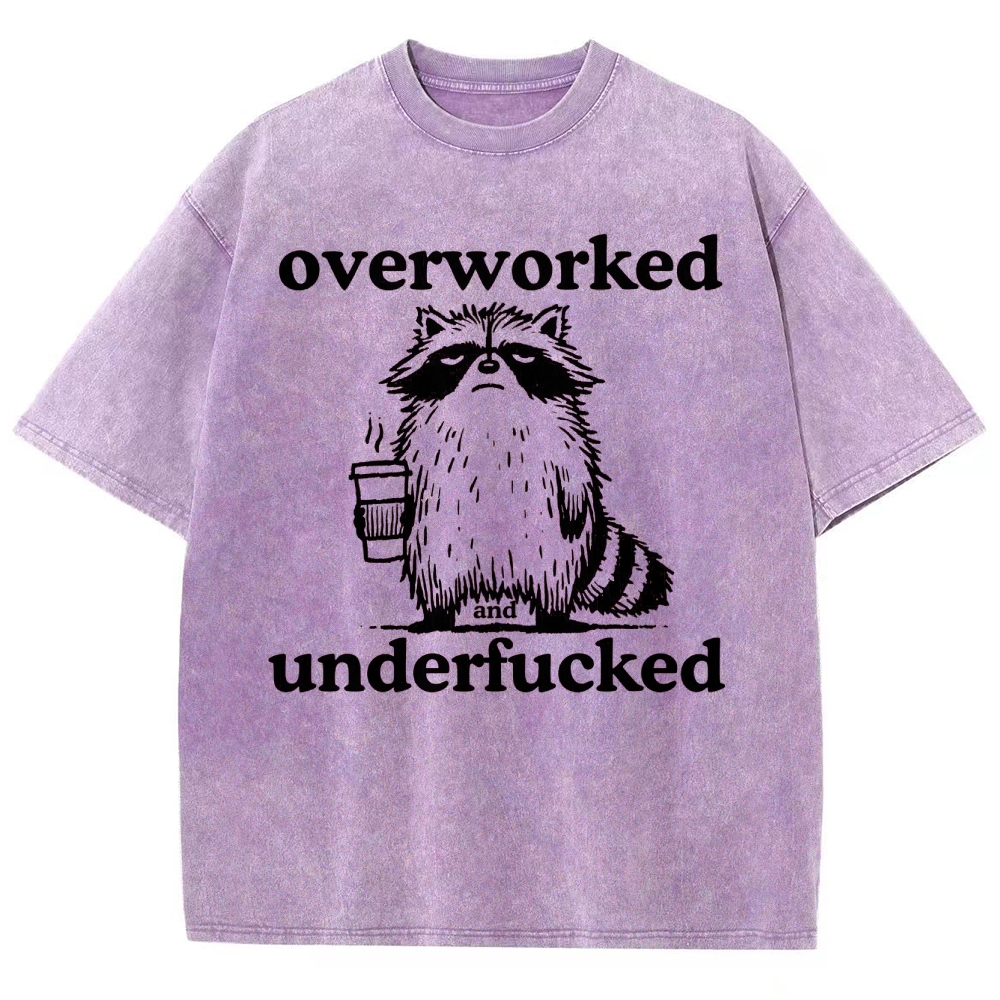 Overworked Raccoon Coffee  Washed T-Shirt 