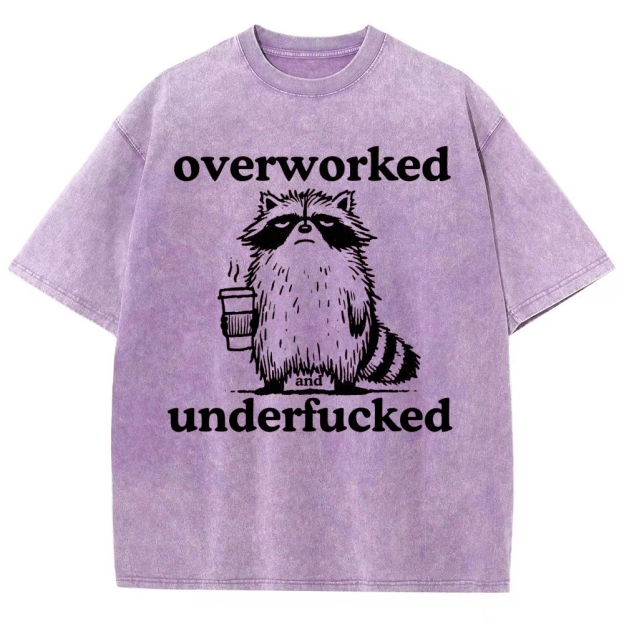Overworked Raccoon Coffee  Washed T-Shirt 