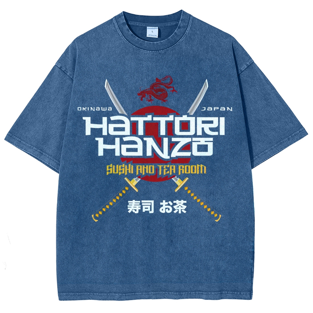 Hattori Hanzo Sushi and Tea Room Retro Japanese Washed T-Shirt