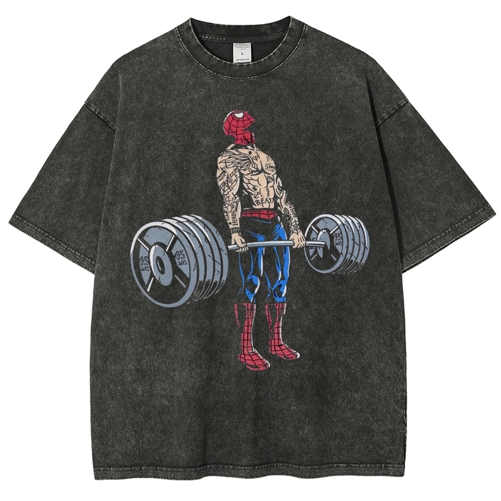 Spider-Hero Gym Lifting Retro Washed T-Shirt