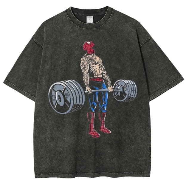 Spider-Hero Gym Lifting Retro Washed T-Shirt