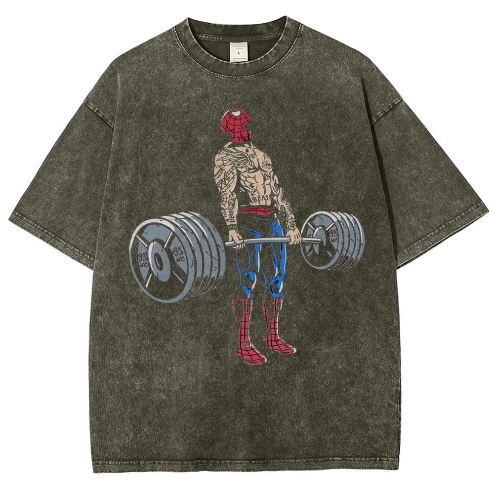 Spider-Hero Gym Lifting Retro Washed T-Shirt