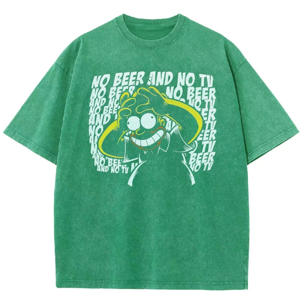 No Beer No TV Parody Washed T-Shirt