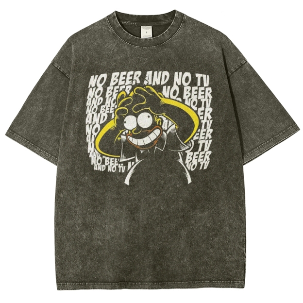 No Beer No TV Parody Washed T-Shirt 