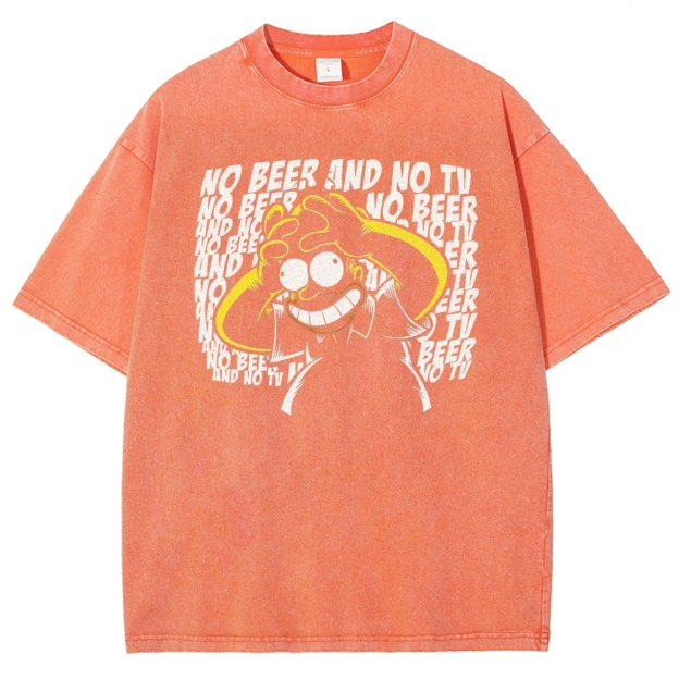 No Beer No TV Parody Washed T-Shirt 