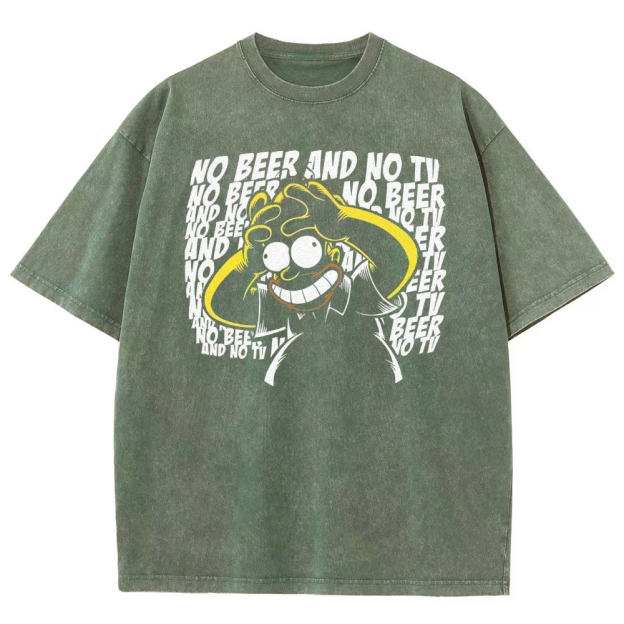 No Beer No TV Parody Washed T-Shirt 