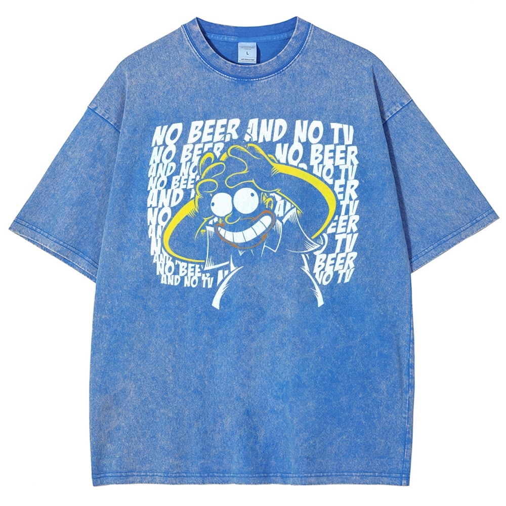 No Beer No TV Parody Washed T-Shirt 