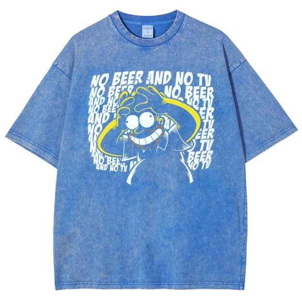 No Beer No TV Parody Washed T-Shirt 