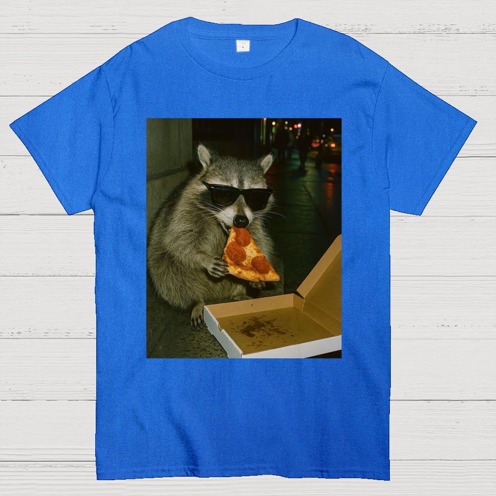 Midnight Pizza Raccoon Cotton T-shirt 