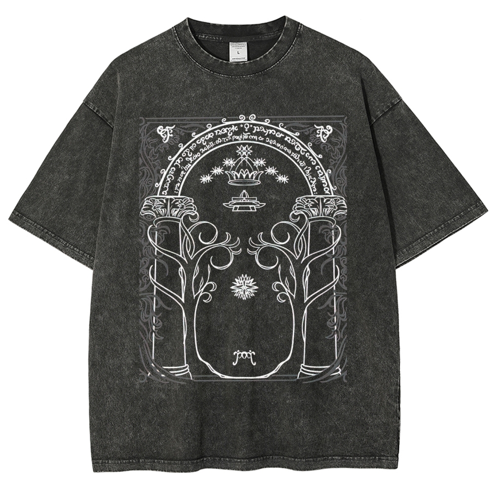 Elven Archway Script Retro Fantasy Washed T-Shirt