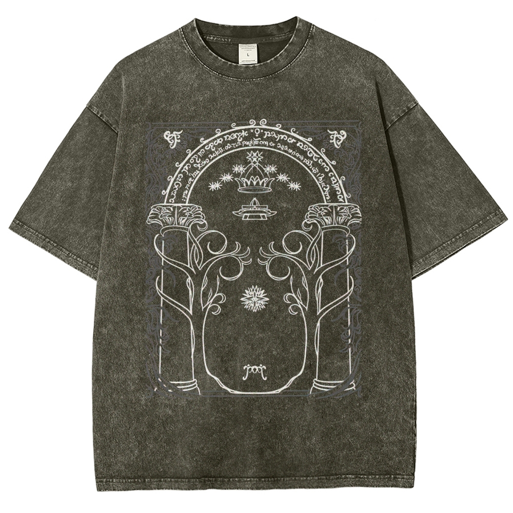 Elven Archway Script Retro Fantasy Washed T-Shirt