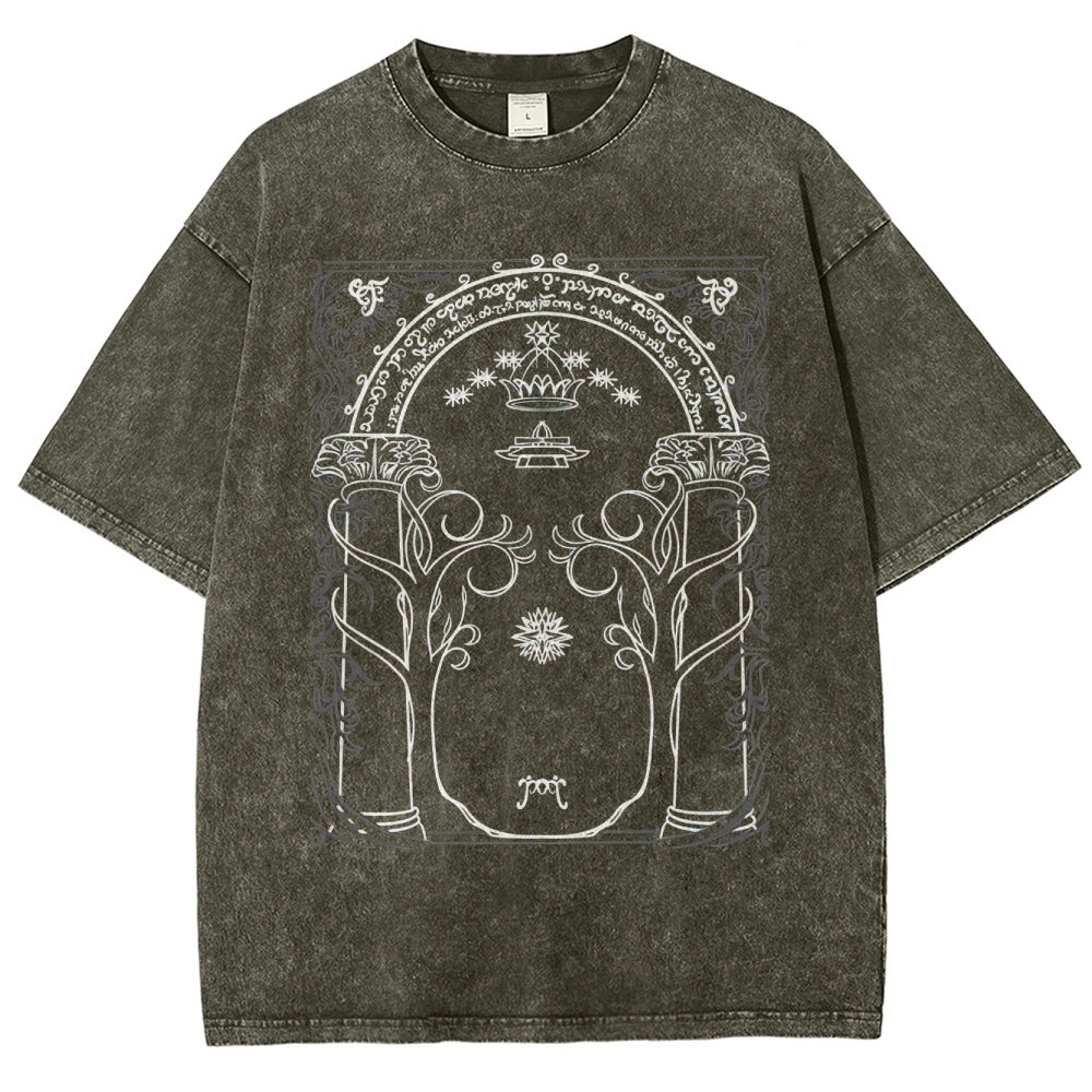 Elven Archway Script Retro Fantasy Washed T-Shirt